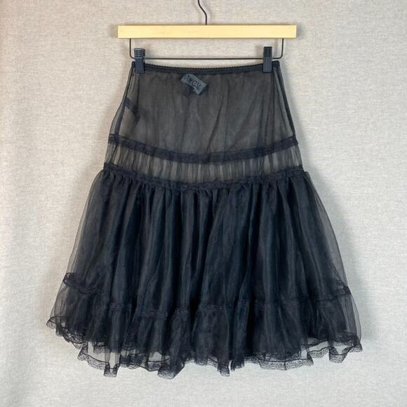 Widow Womens Sheer Mesh Midi Skirt Size M Goth Grunge Vampy Witchy Shadow Kiss - Picture 4 of 10